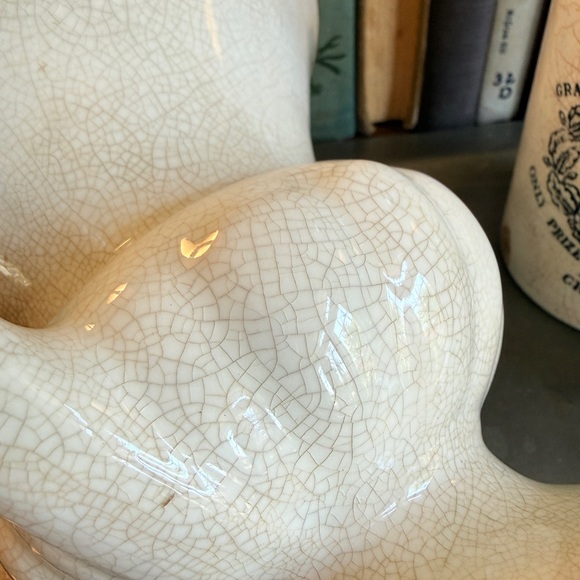 Vintage Heavily Crazed & Stained Ceramic Urn Vase with Double Handles - Picture 15 of 16